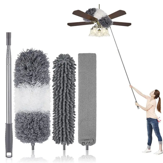 Microfiber Duster Set with Extension Pole 4pcs Kit for Home, Office & Car Cleaning