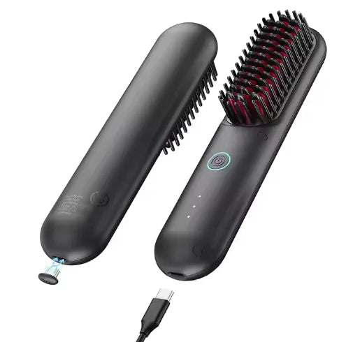 Travel‑Friendly Mini Hair Straightener  Portable Wireless Flat Iron with Fast Heating